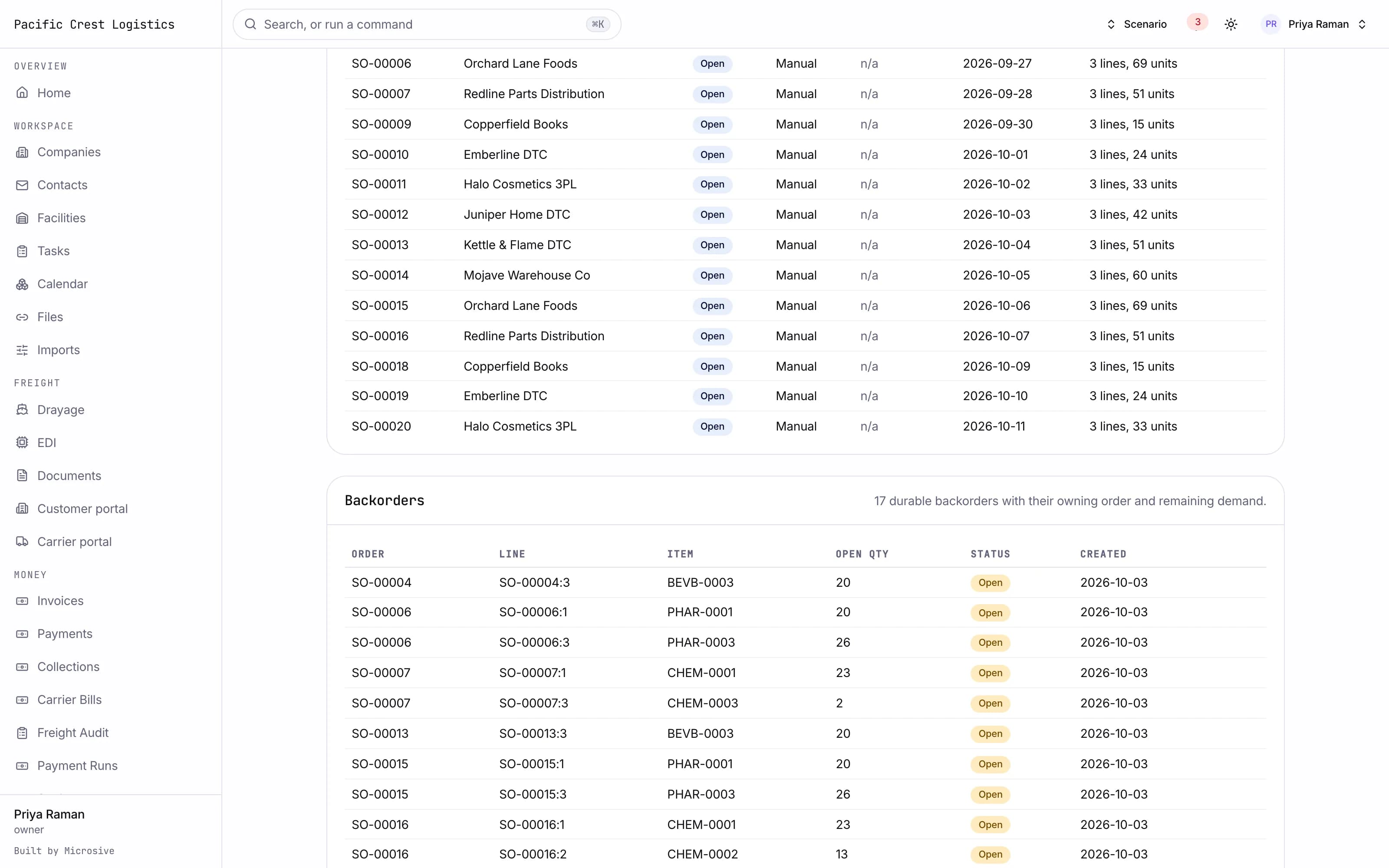 Order moving through allocation, pick and pack with tracking
