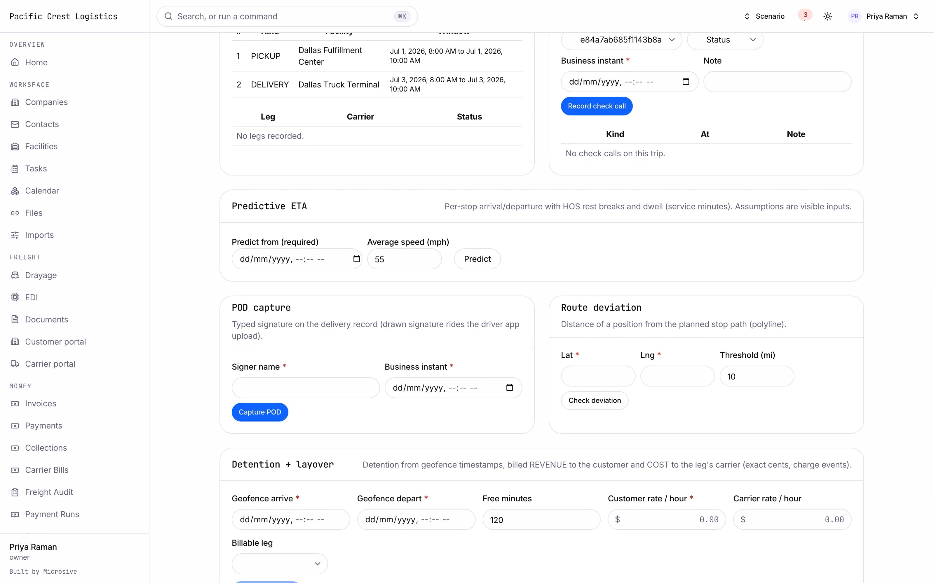 Proof of delivery on a shipment with its documents